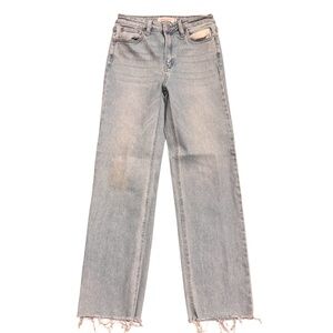 Just USA Women's Light Blue Frayed Hem Jeans, Size 4, Straight Jeans